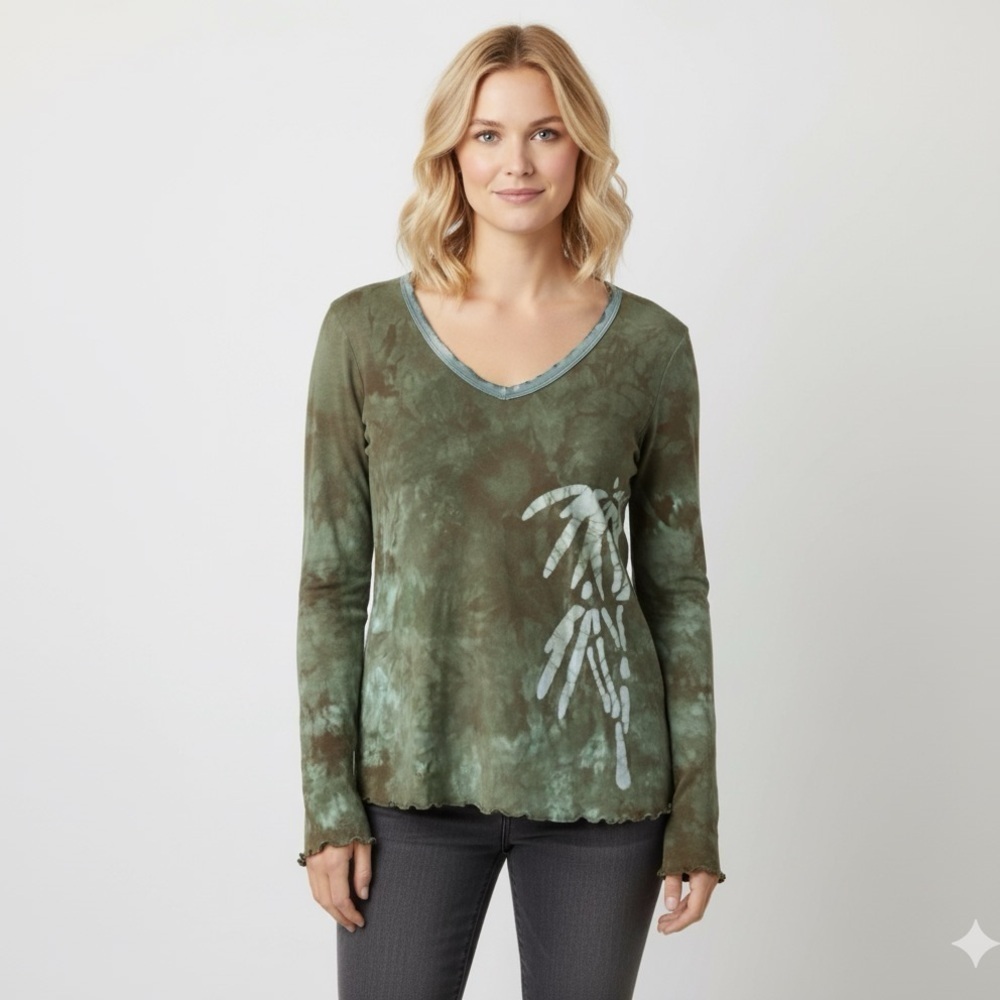 CLIO Tie Dye Long Sleeve Top Green Large
